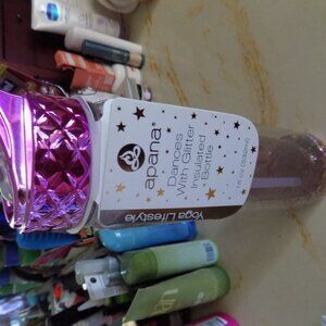 Apana Yoga lifestyle Dances with Glitter 18 oz insulated bottle